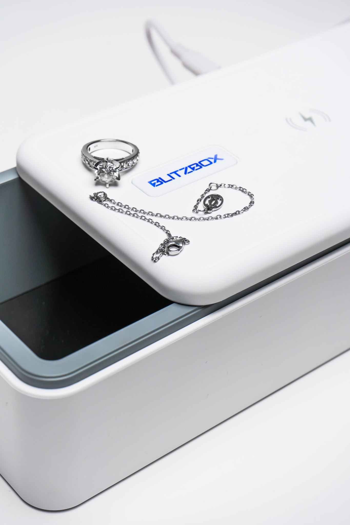 BlitzBox Pro 8 UV Phone Sterilizer disinfects jewellery